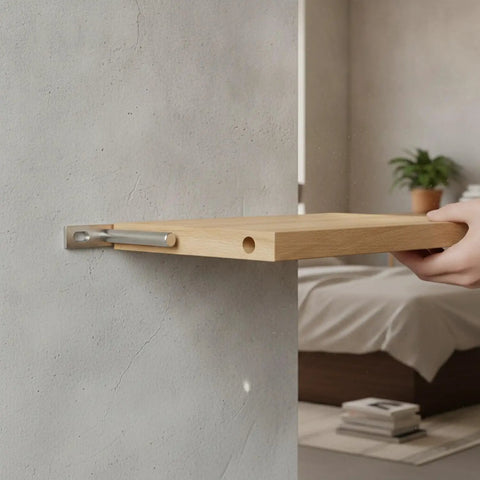 Installation of Go-To Hidden Shelf Support Bracket for Floating Shelves, 6.7 x 2.4 x 2.5 Inch Carbon Steel Nickel Plated Wall Mount