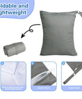 Waterproof Wet Dry Bag For Swimwear And Travel, Reusable Leakproof Organizer, folded and unfolded views, gray color, zipper closure