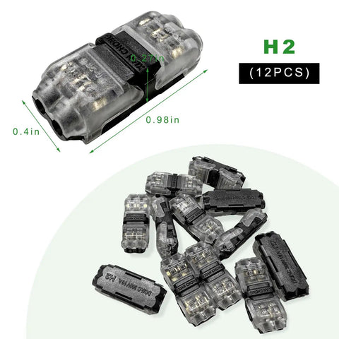 12 Pack Quick Solderless Wire Connectors For Low Voltage Automotive And Led Strip Lighting Zero Stripping Required 2 Pin Terminals.