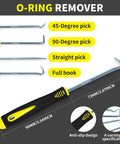 O-ring remover set with 45, 90-degree picks, straight pick, full hook, anti-slip design, part of Viton O Ring Assortment Kit With 30 SAE AS568 Sizes Fluorocarbon O Rings For Aviation Cars Engines Hydraulics Plumbing High Temperature And Oil Resistance Pro Grade Must Have