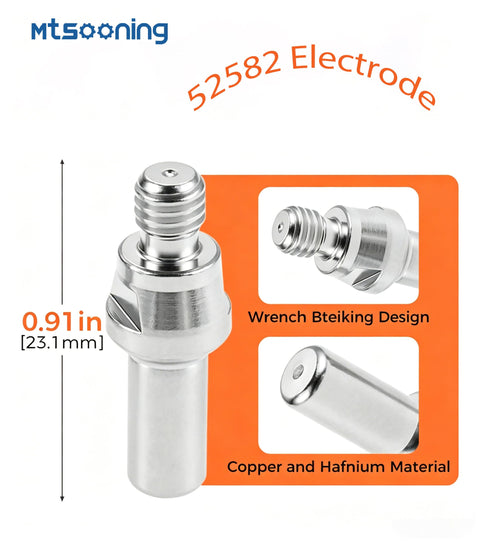 Close-up of 52582 electrode from 23 Pcs Plasma Cutting Torch Consumables Kit for IPT 40 IPT 60 PT 60 PT40 and MP Series