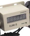 Close-up of Mingzhe Digital Metric Measuring Wheel display showing distance readings, 0.01-999999m capacity.
