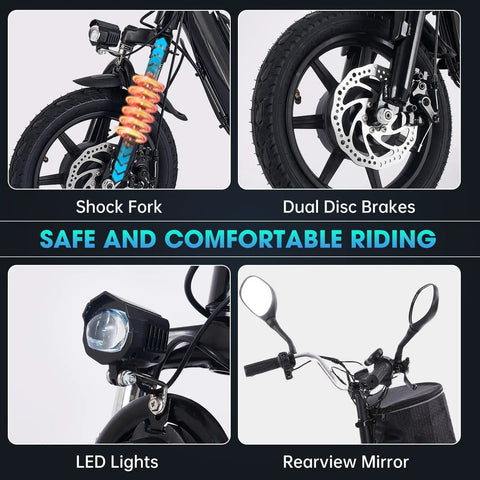 Three Wheel Electric Trike For Adults With 500W Peak Brushless Motor Foldable Ebike 480Wh Removable Battery Easy Step Through Frame Two Seats Up To 45 Miles Stable Senior Friendly Ride Gift For Parents, front wheel shock and disc brakes