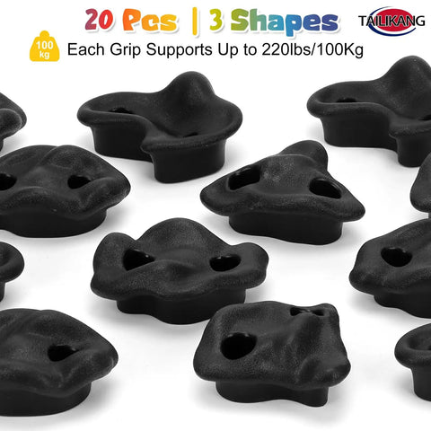 Large Rock Climbing Holds 20 Pack With Easy Mounting Hardware Three Shapes For Indoor Outdoor Climbing Walls Frames Tree Houses
