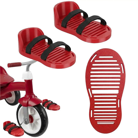 Adjustable Tricycle Pedal Foot Support with Secure Straps No Slip Foot Holder, Red. Easy install, designed for safe kid riding.