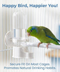 Hassle Free Automatic Bird Water Dispenser With Hanging Cage Mount For Parakeets Plus Small Flocks Featuring Leak Proof Self Refilling Trough And Zero Drama Leak Control In White Two Pack with bird drinking