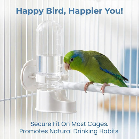 Hassle Free Automatic Bird Water Dispenser With Hanging Cage Mount For Parakeets Plus Small Flocks Featuring Leak Proof Self Refilling Trough And Zero Drama Leak Control In White Two Pack with bird drinking