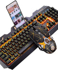 Dope LED Mechanical Gaming Keyboard And Mouse Combo Featuring Multicolor Backlighting with Smartphone Holder and Ergonomic Design