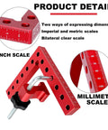 Beefy Ultra Precise 90 Degree Corner Clamp For Woodworking CNC Aluminum with imperial and metric scales for cabinet assembly