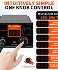 939D Plus Digital Soldering Station With 100W PID Temperature Control showing one knob control and temperature range