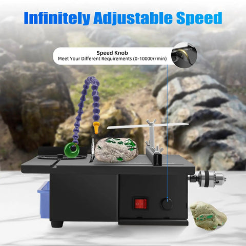 Beast 1850W Faceting Machine With Infinitely Adjustable Speed For Gem Polishing And Jewels, showing speed knob detail