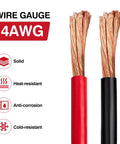 24 Ft Quick Disconnect Winch Power Cable 4 Gauge Copper Wiring With 420 Copper Strands, 600 Volt Rated High Current Winch Wire For Maximum Pulling Power And Smooth Power Delivery, red and black ends