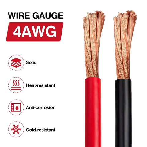 24 Ft Quick Disconnect Winch Power Cable 4 Gauge Copper Wiring With 420 Copper Strands, 600 Volt Rated High Current Winch Wire For Maximum Pulling Power And Smooth Power Delivery, red and black ends