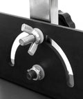 Close-up of fastening mechanism on a tabletop hot wire foam cutter with adjustable temperature for DIY foam cutting and sculpting.