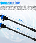 Built Tough 55 Gallon Electric Drum Pump Moves Diesel And Def Fluid Quick With 120 Volt Ac Or 12 Volt Dc No Sweat Dual Voltage Barrel Rig showing adjustable 33.5-49 inch telescopic tube.