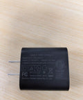 Close-up of black 20W PD adapter for Two Coil Fast Wireless Charger Stand With 20W PD Adapter Included For IPhone 17 Pro Max 17 16 15 14 13 And Samsung Galaxy S21 To S26 Desk Dock For Quick Case Friendly Charging showing specifications