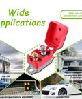 Built Tough 50A Automatic Reset Circuit Breaker Set For Cars Trucks And Battery Chargers With Secure Cover and Mounting Studs in red housing.