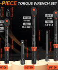 Upgraded 8 Piece Torque Wrench Set With 1/4 3/8 And 1/2 Inch Drives Click Style Pro Grade Accuracy on display
