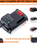 Replacement 20V 16V Lithium Ion Battery Charger for Black And Decker Compatible with LBXR20 LBXR20 OPE LB20 LBX20