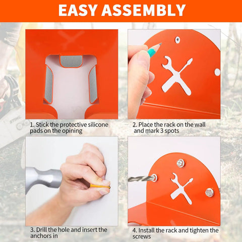Step-by-step assembly of 8-Inch Vertical Trimmer Rack Wall Mount Heavy Duty Garden Tool Hanger For Garage Wall Organizer
