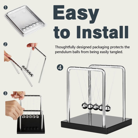 Step-by-step installation of a 5 Ball Newton's Cradle Balance Pendulum With Solid Wood Base Desktop Fidget Kit For Calming Focus