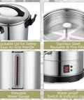 Heavy Duty 24L Stainless Steel Coffee Urn Dispenser Holds 160 Cups Dual Layer Warmer For Catering Church Restaurant Office