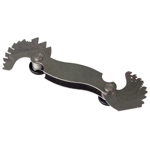 Screw pitch gauge with 18 leaves in steel, metric 0.5-7.0 mm pitch for thread measurement