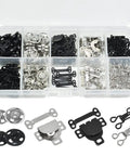 Must Have 100 Pairs Hook And Eye Set With Skirt And Bra Hooks And Eyes And Sew On Snaps In 3 Styles Silver And Black Kit