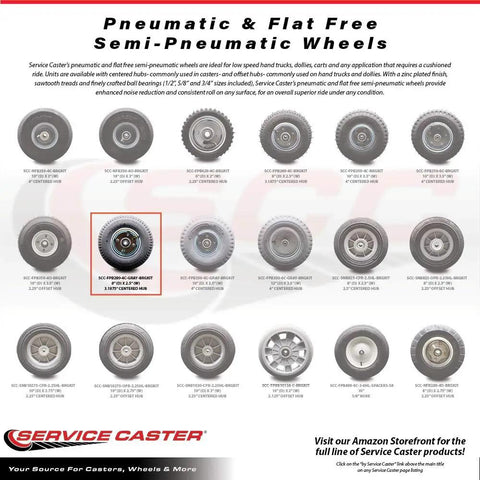 Heavy Hitter 8 By 2 5 Inch Gray Pneumatic Wheel With Ball Bearing Axles And Snug 3.1875 Inch Centered Hub For Yard Gear shown in a variety of wheels.