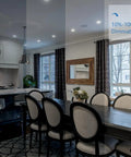 Dining room with 12 Pack 5/6 Inch LED Recessed Can Lights Adjustable Retrofit Downlights, dimmable 10-100% illumination