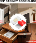 No Drill Ultra Thin Stainless Steel Cabinet Magnets With Strong Adhesive for kitchen, bathroom, closet cabinets shown