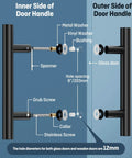 Diagram of Beefy Stainless Steel Back To Back Shower Door Handle For Glass And Barn Doors 12 Inch Length Double Sided Push Pull 304 Stainless Steel