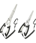 2 Pack Stainless Steel Fishing Pliers With Lanyard, Needle Nose Hook Remover Set, 8.26 Inch And 6.29 Inch Dual Size Pliers