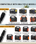Image showing compatible models for 12 To 14AWG Solar Panel Cable 7Ft M C 4 To DC5521 With adapters including Jackery, Bluetti.