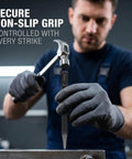 Three Piece Black High Carbon Steel Center Punch Set Designed To Knock Out Flawless Pilot Marks On Metal Wood And Alloy Steel Surfaces Built Like A Tank For Daily Shop Use So You Can Nail Every Drilling Task With Zero Hassle Ever, showing secure grip in use.
