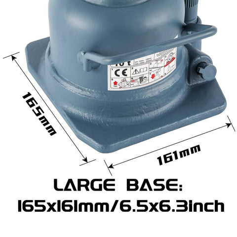 Low Pro 10 Ton Double Ram Bottle Jack For Low Clearance Lifts From Four And Seven Eighths Inches To Eight And Seven Eighths Inches base size