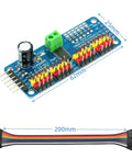 2 Pack PCA9685 16 Channel 12 Bit PWM Servo Controller Module With I2C Interface For Raspberry Pi And Arduino DIY Robotics Projects 5V to 10V Supply 40 to 1000 Hz Frequency Includes Dupont Wires