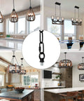 Beefy 19Ft Black Chain For Pendant Lights And Ceiling Fixtures, Extra Chain For High Ceilings shown with various light fixtures.
