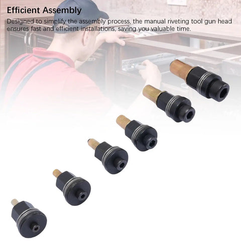 Six Piece Carbon Steel Rivet Nut Tool Set With M3 M4 M5 M6 M8 M10 Heads Handy Manual Riveting Gun in use