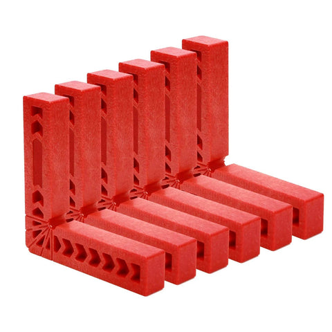 Six Piece 4 Inch 90 Degree Positioning Squares Right Angle Clamps For Woodworking Carpenter DIY Projects Corner Tool Set For Picture Frames Boxes Cabinets And Drawers Red