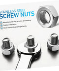 250Pcs Stainless Steel Hex Nuts And Machine Fasteners Pack Shop Drawer Staple For Garage Fixes And Weekend Builds Heavy Duty Metric M4 Hardware Built Tough To Hold Steady Through Rough Jobs displayed with a wrench.
