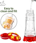 Outdoor Hummingbird Feeder 18 Oz With 6 Bee Guard Ports, Built-In Ant Moat, transparent design, easy to clean