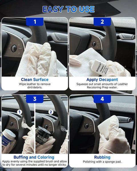 Step-by-step guide using Tesla Steering Wheel Repair Kit 8 Piece Leather And Vinyl Restorer For Model 3 Y S X DIY Fix