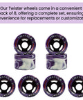 Twister Roller Skates Wheels Pack Of 8 In 95A Urethane 62mm By 42mm Size For Smooth Sliding And Durable Ride, Perfect For Street