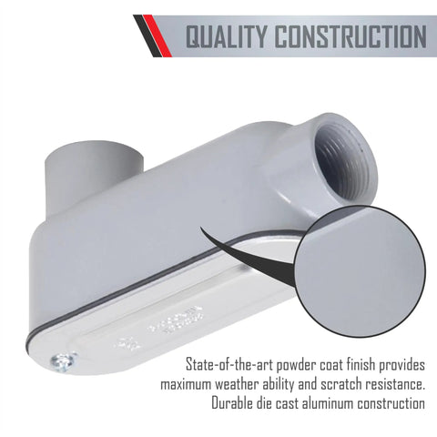 Rigid Three Inch LB Conduit Body Assembly With Die Cast Aluminum Stamped Aluminum Cover showcasing gray finish and inlet