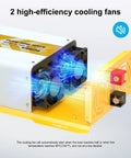 1200W Pure Sine Wave Inverter 12V DC to 120V AC with LCD Display GFCI Outlet showing cooling fans