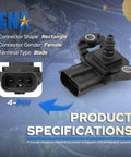 ENA MAP sensor for Subaru, black rectangular automotive sensor with 4-pin female connector