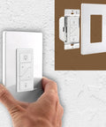 Slick Smart Dimmer Switch With Wireless Remote Control, Single Pole Wall Light Controller shown being installed on a wall.