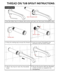Installation guide for Brass Tub Spout Non Diverter 8 Inch Wall Mount Brushed Nickel Tub Filler Faucet With No Splash Design Honeycomb Bubbler