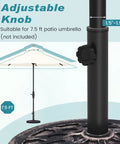 Beefy 30 Lb Umbrella Base With Adjustable Knob For 1.5 To 1.9 Inch Poles, decorative pattern for outdoor use, close-up view